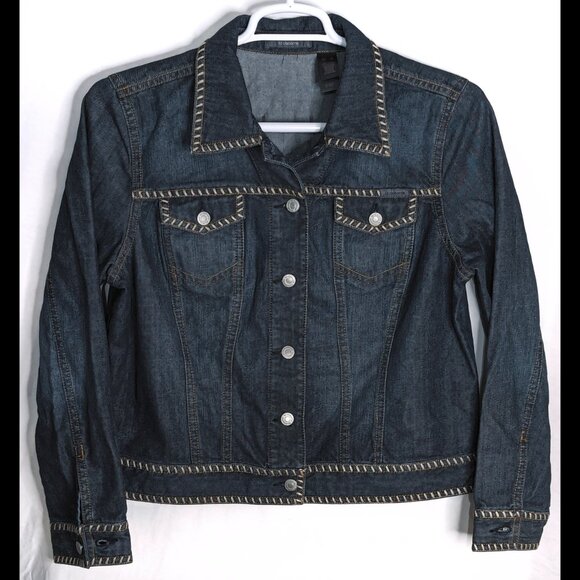 Liz Claiborne Jackets & Blazers - Fantastic LIZ CLAIBORNE Women's Size XL Dark Blue L/S Topstitched Denim Jacket